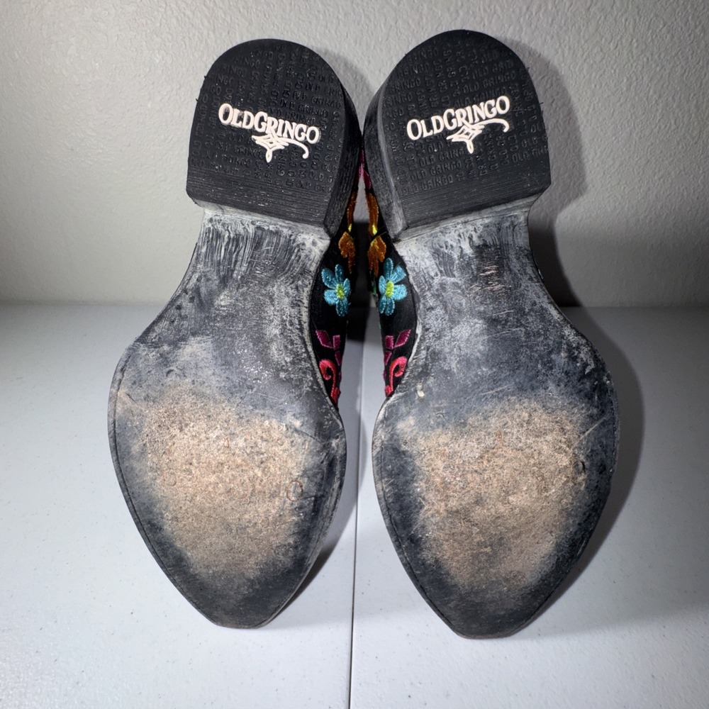 Old Gringo Black Sugar Skull Western Gothic Cowboy Boots 7.5 Dia De Los Muertos - Picture 14 of 16